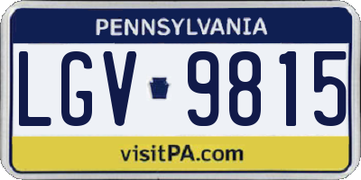 PA license plate LGV9815