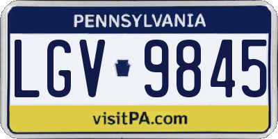 PA license plate LGV9845