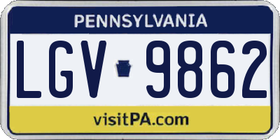 PA license plate LGV9862