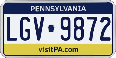 PA license plate LGV9872