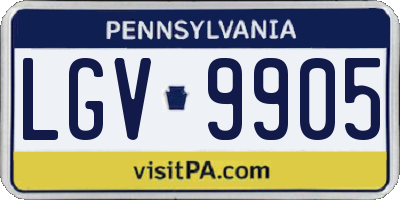 PA license plate LGV9905