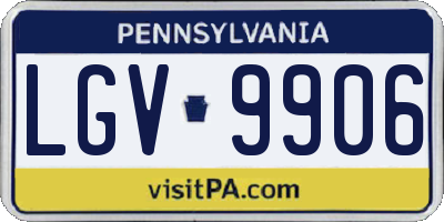 PA license plate LGV9906
