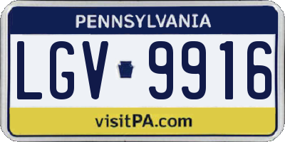 PA license plate LGV9916