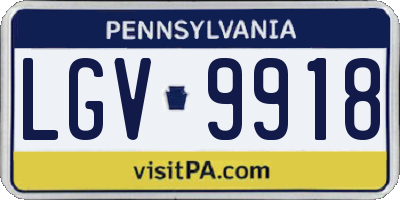 PA license plate LGV9918