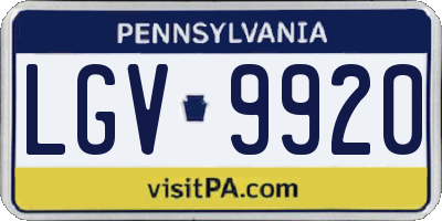 PA license plate LGV9920