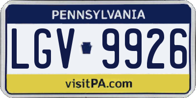 PA license plate LGV9926