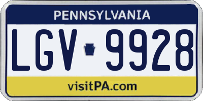 PA license plate LGV9928