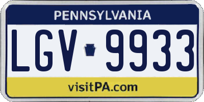 PA license plate LGV9933