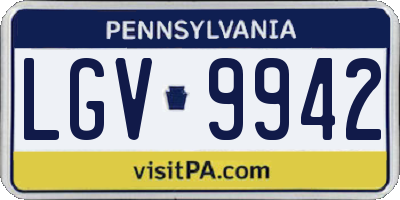 PA license plate LGV9942