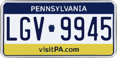 PA license plate LGV9945