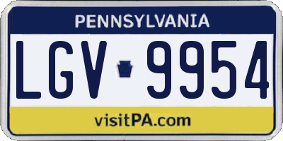 PA license plate LGV9954