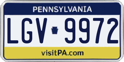 PA license plate LGV9972