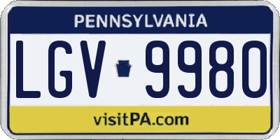 PA license plate LGV9980