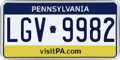 PA license plate LGV9982