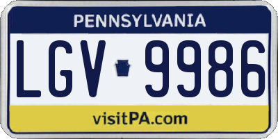 PA license plate LGV9986