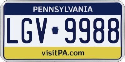 PA license plate LGV9988