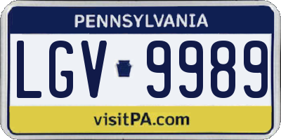PA license plate LGV9989