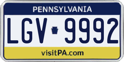 PA license plate LGV9992