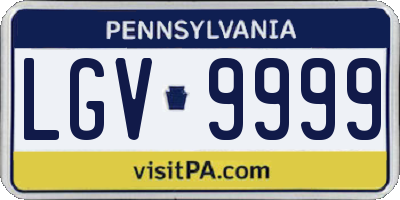 PA license plate LGV9999