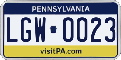 PA license plate LGW0023