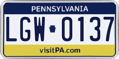 PA license plate LGW0137