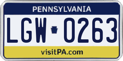 PA license plate LGW0263