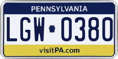PA license plate LGW0380