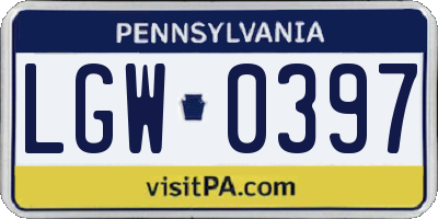 PA license plate LGW0397