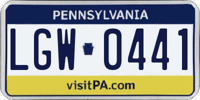 PA license plate LGW0441