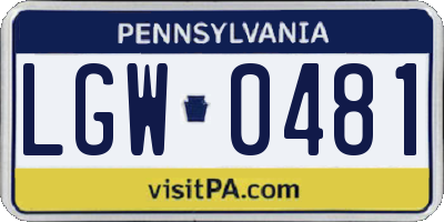PA license plate LGW0481