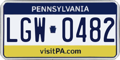 PA license plate LGW0482