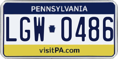 PA license plate LGW0486