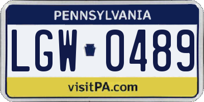 PA license plate LGW0489
