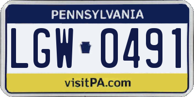 PA license plate LGW0491