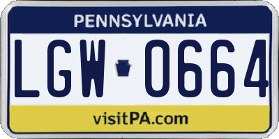 PA license plate LGW0664
