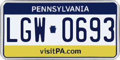 PA license plate LGW0693