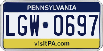 PA license plate LGW0697