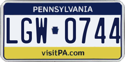 PA license plate LGW0744