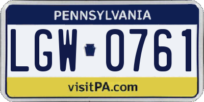 PA license plate LGW0761