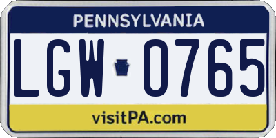 PA license plate LGW0765