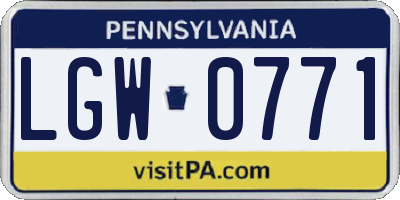 PA license plate LGW0771