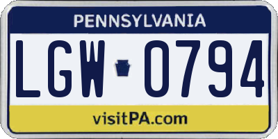 PA license plate LGW0794