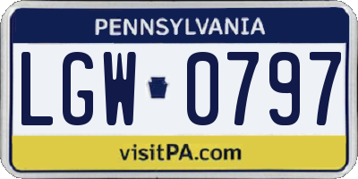 PA license plate LGW0797