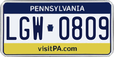 PA license plate LGW0809