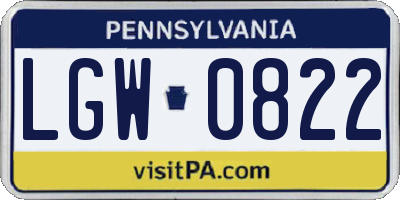 PA license plate LGW0822