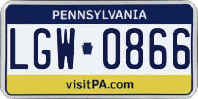 PA license plate LGW0866