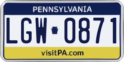 PA license plate LGW0871