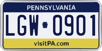 PA license plate LGW0901