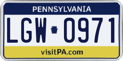 PA license plate LGW0971