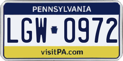 PA license plate LGW0972